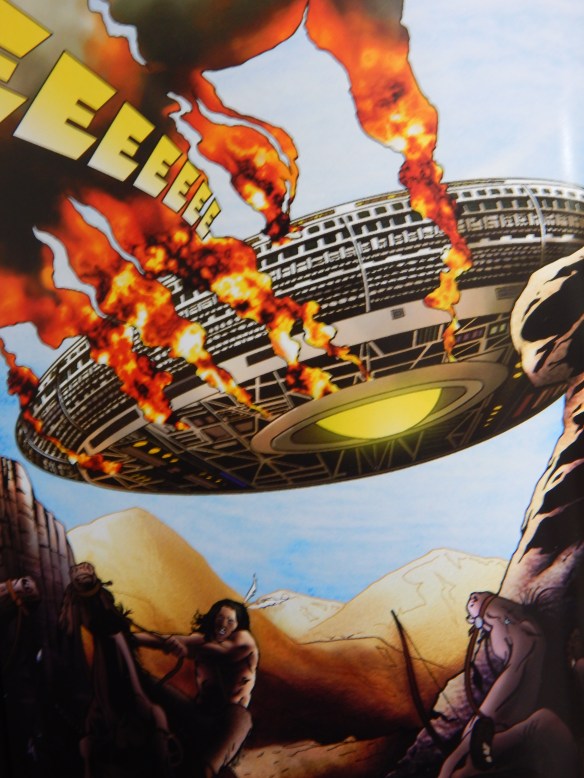 Não sei o que esta onomatopeia quer dizer no original, mas para mim parece que a nave chegou festejando. EEEEEEEEE \o/