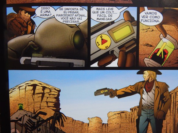 Acabei de encontrar estes frascos cheios de algo desconhecido e brilhante. Acho que vou dar um tiro nisto.